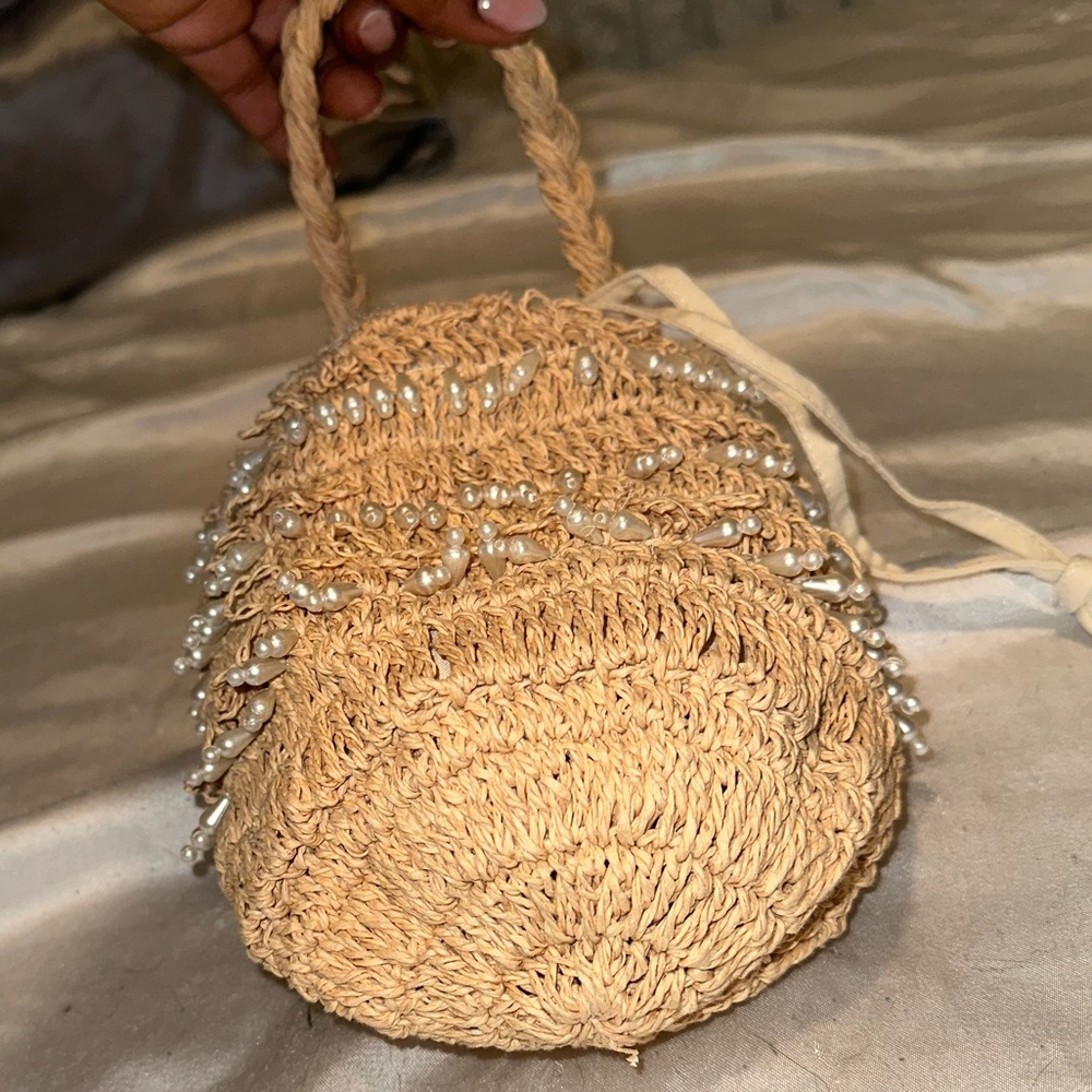 Beaded Drawstring Straw Mini - Picture 2 of 6